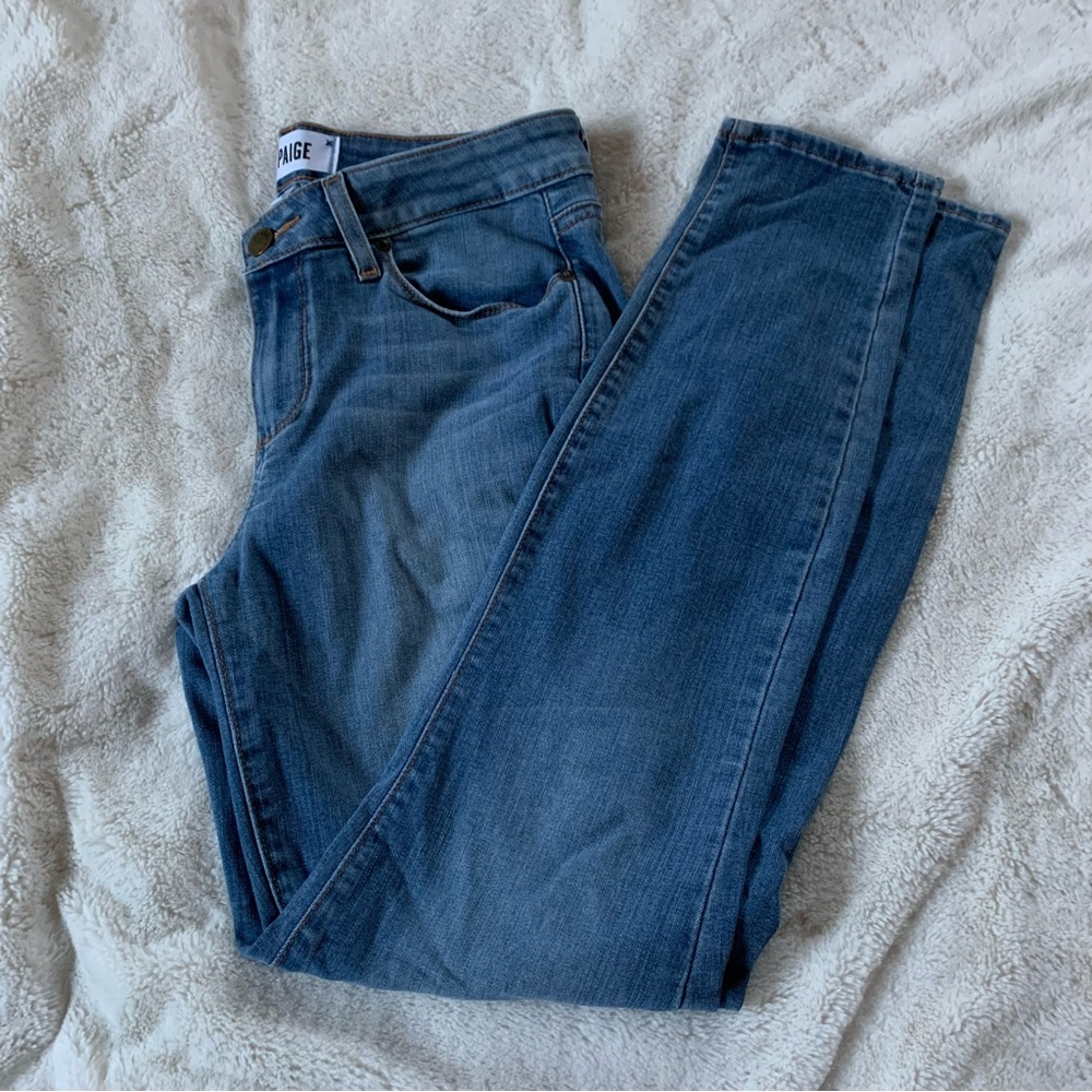 Paige medium wash skinny jeans